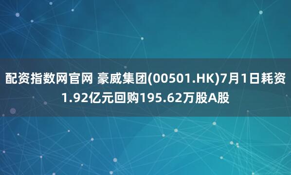 配资指数网官网 豪威集团(00501.HK)7月1日耗资1.92亿元回购195.62万股A股